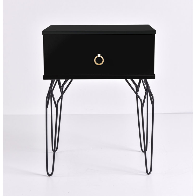 Oliver Kellerstrass 1 Drawer Iron Nightstand in Black Wayfair